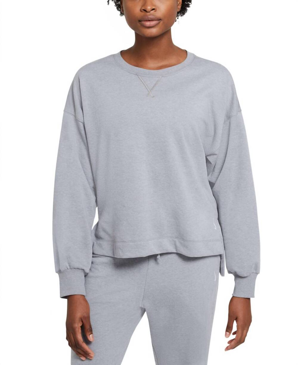 NEW NIKE activewear yoga french terry sweatshirt in gray